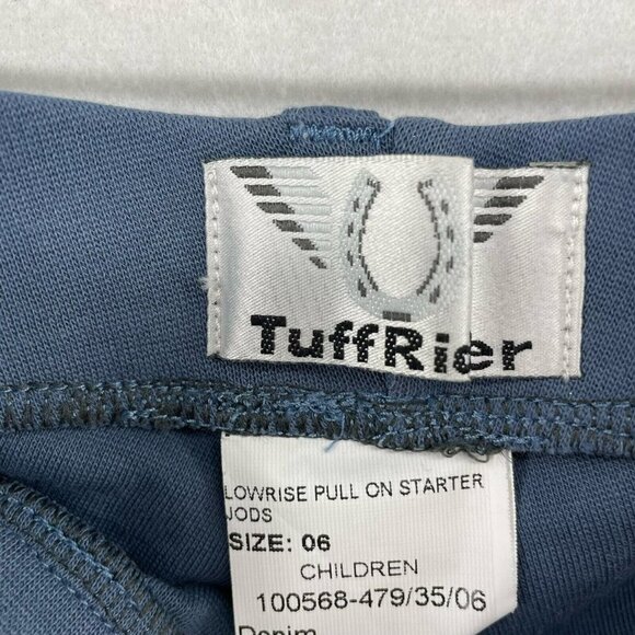 Tuff Rider Jods Riding PantsYouth Sz 6 Blue PullOn Starter Ultra Grip Knee Patch - Picture 11 of 13